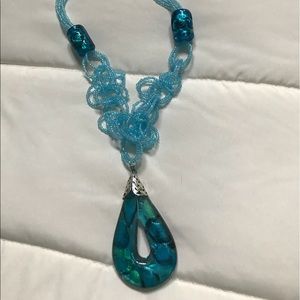 Baby blue long necklace